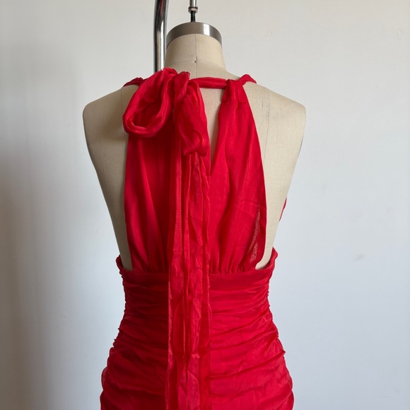 NWOT Red For Love And Lemons “Katya” Silk Chiffon Maxi Dress #2 Sz Small - Picture 11 of 16